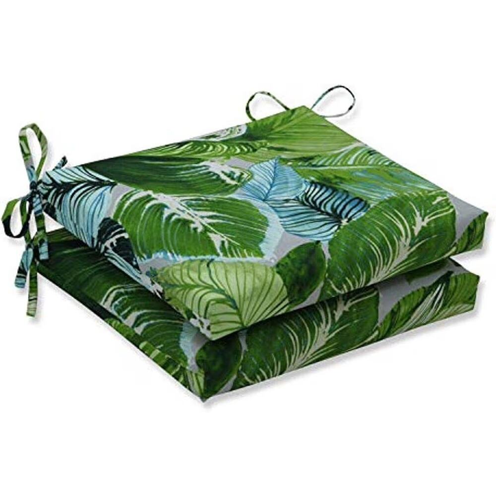 Set of 2 Pillow Perfect Tropic Indoor/Outdoor Chair Pad with Ties